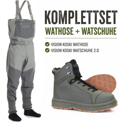 Vision Koski Wat-Set - Graue Koski Wathose und Koski Watschuhe mit Gummisohle 2.0